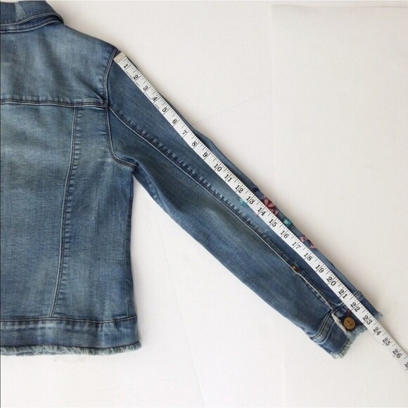 Vintage America Blue Embroidered Long Sleeve Button Up Jean Jacket S - Picture 5 of 12